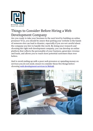 Things to Consider Before Hiring a Web Development Company