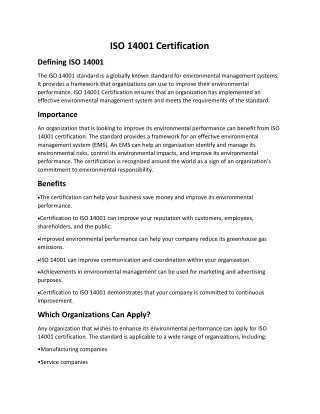 iso 140 0 1 ce r t ificati o n