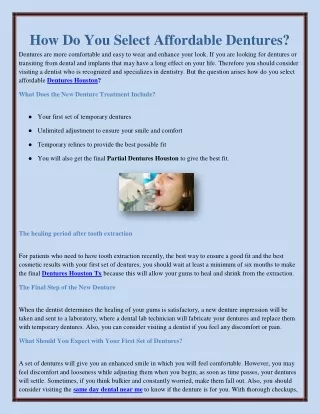 how do you select affordable dentures dentures