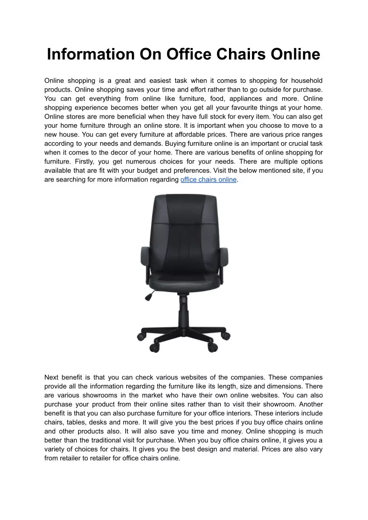 information on office chairs online
