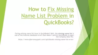 How to Fix Missing Name List Problem