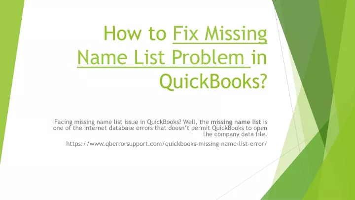 how to fix missing name list problem in quickbooks