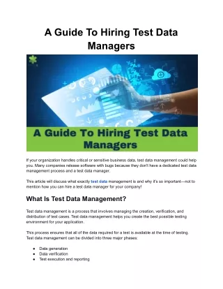 a guide to hiring test data managers