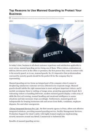 chiragservices.com-Top Reasons to Use Manned Guarding to Protect Your Business