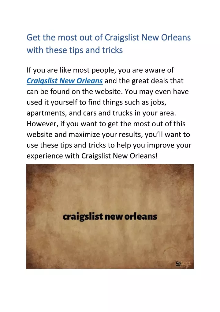 get the most out of craigslist new orleans