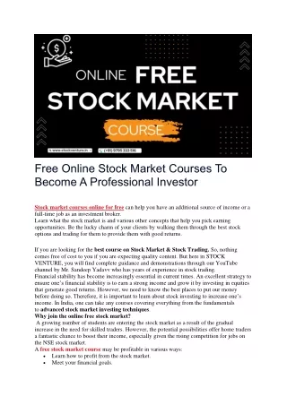 free online stock market courses to become