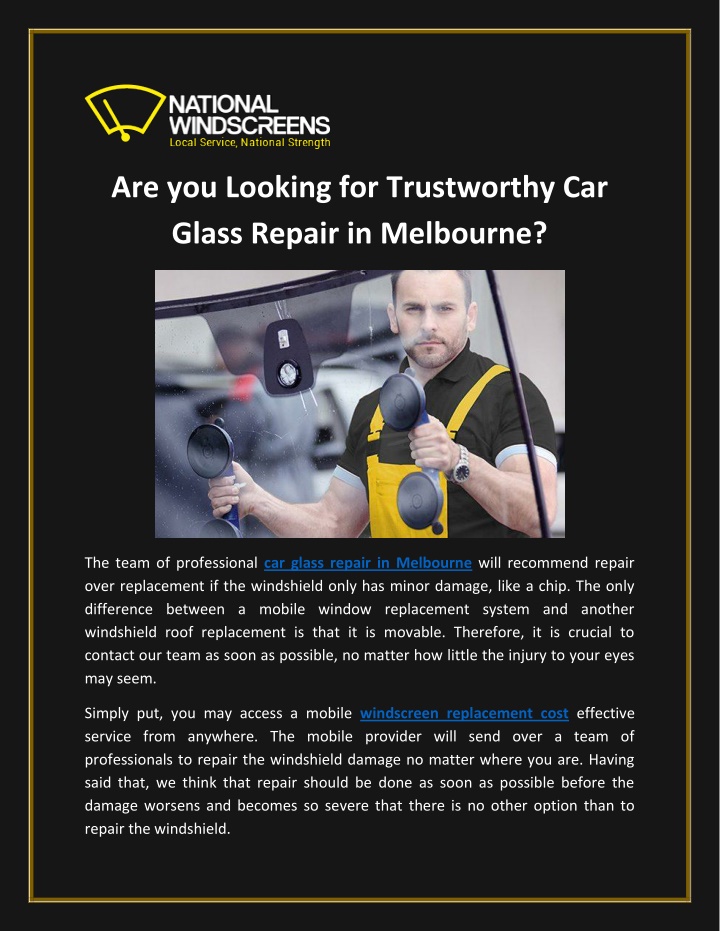 are you looking for trustworthy car glass repair