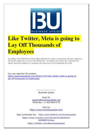 like twitter meta is going to lay off thousands
