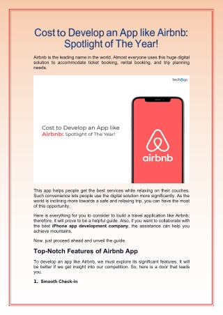 Cost to Develop an App like Airbnb for iOS Device!