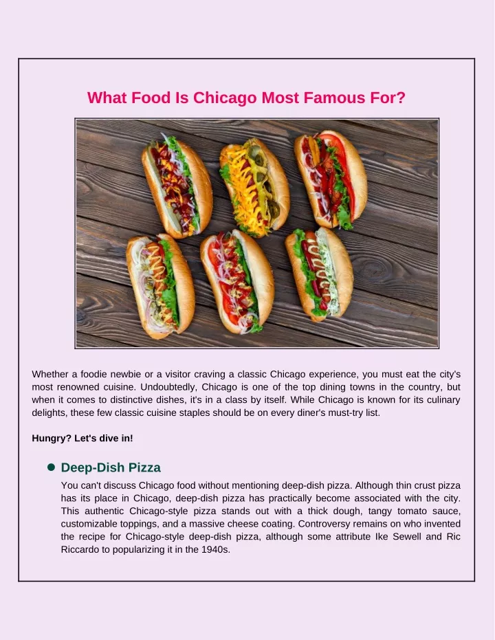 what food is chicago most famous for