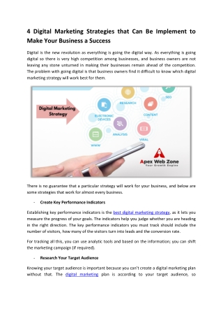 4 Digital Marketing Strategies that Can Be Implement to Make Your Business a Success