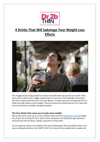 Dr2bThin - 4 Drinks That Will Sabotage Your Weight Loss Efforts