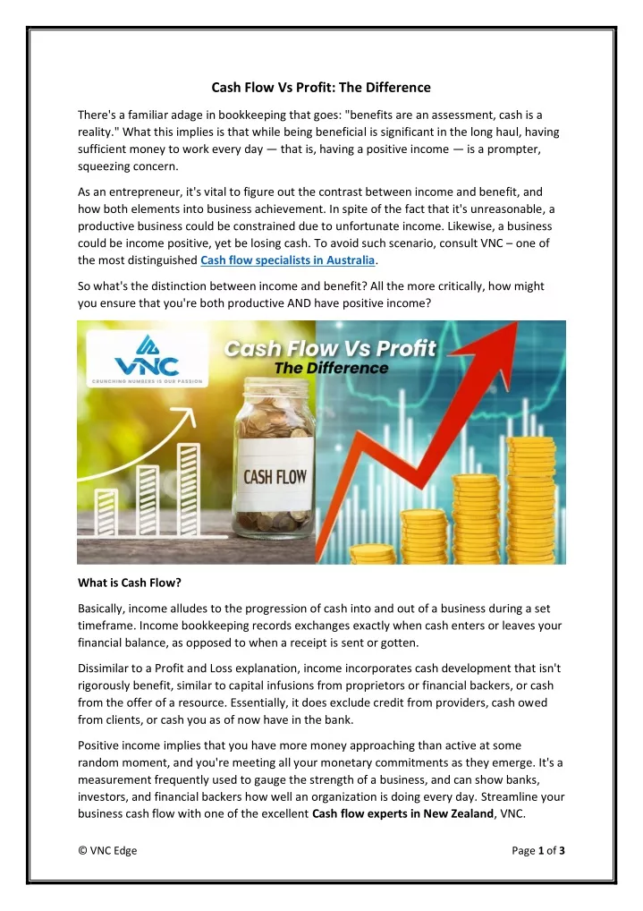 cash flow vs profit the difference