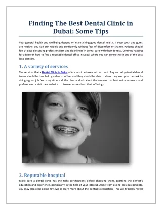 Finding The Best Dental Clinic in Dubai: Some Tips