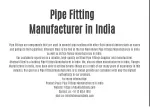 Pipe Fitting Manufacturer in India - slide 1