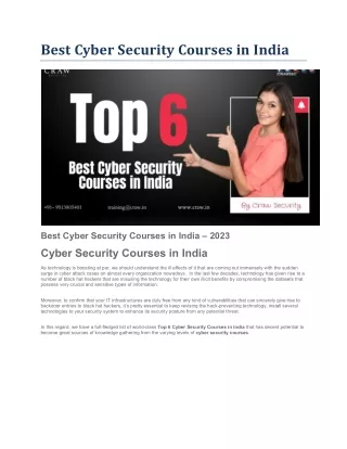 best cyber security courses in india