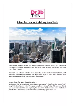 Dr2bThin - 8 Fun Facts about visiting New York