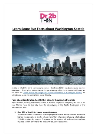 Dr2bThin - Learn Some Fun Facts about Washington-Seattle