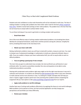 5 Best Ways to Deal with Complicated Math Problems
