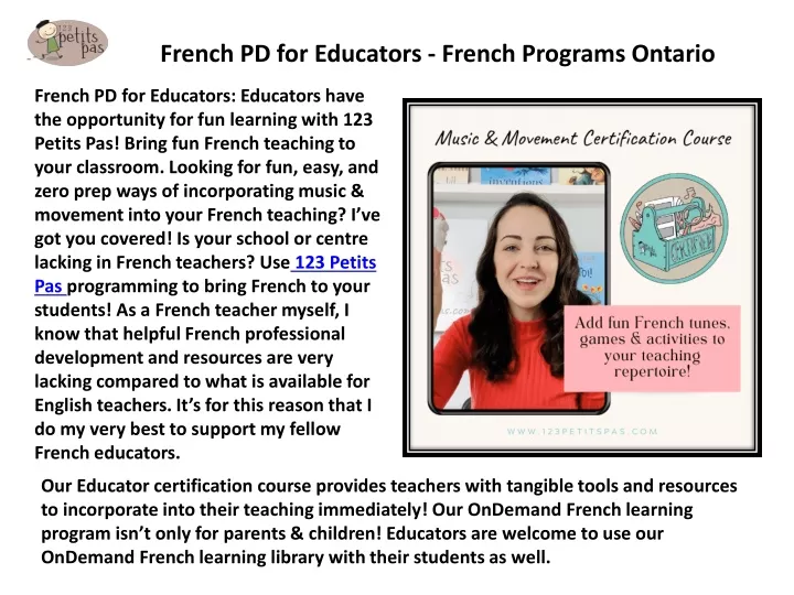 french pd for educators french programs ontario