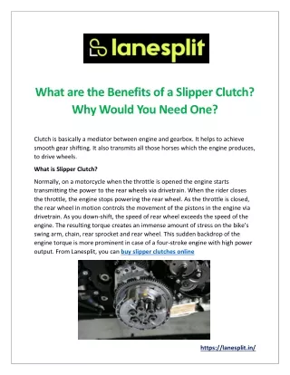 What are the Benefits of a Slipper Clutch? Why Would You Need One?