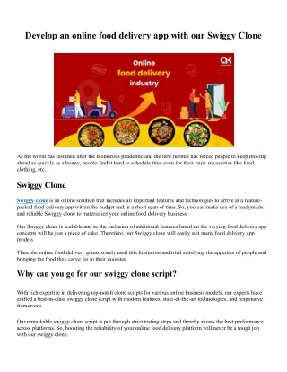 develop an online food delivery an online food
