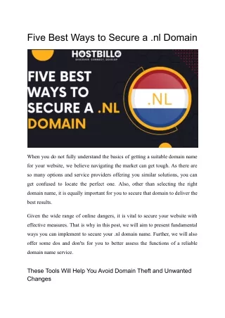 five best ways to secure a nl domain