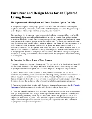 Furniture and Design Ideas for an Updated Living Room