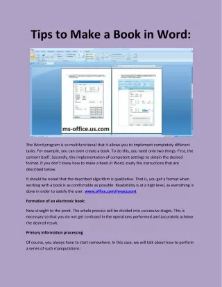 tips to make a book in word
