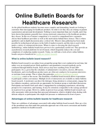 Online Bulletin Boards for Healthcare Research