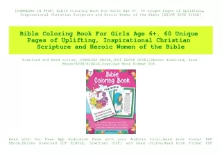 [DOWNLOAD IN @PDF] Bible Coloring Book For Girls Age 6 . 60 Unique Pages of Uplifting  Inspirational Christian Scripture