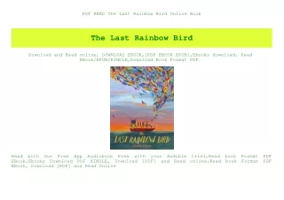 PDF READ  The Last Rainbow Bird Online Book