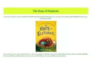 (READ-PDF!) The Hope of Elephants Unlimited
