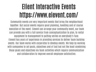 Elient Interactive Events