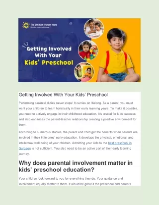 Getting Involved With Your Kids’ Preschool