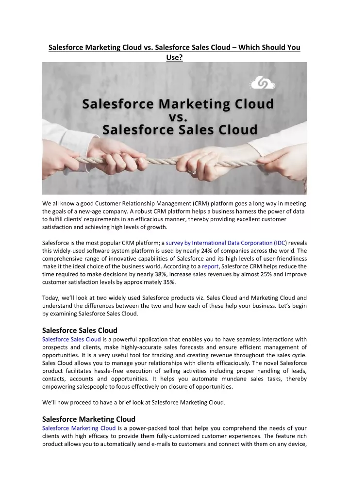 salesforce marketing cloud vs salesforce sales