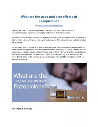 What are the uses and side effects of Eszopiclone_.docx