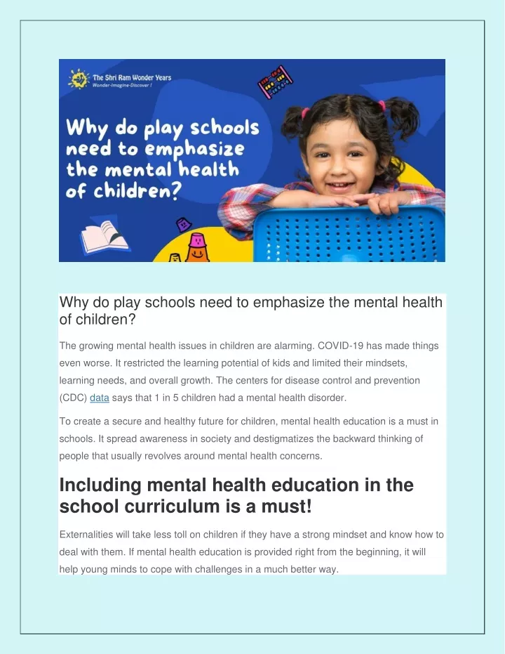 why do play schools need to emphasize the mental