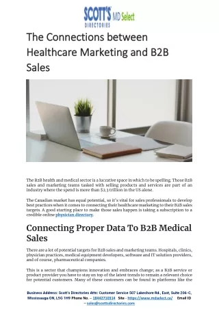 The Connections between Healthcare Marketing and B2B Sales