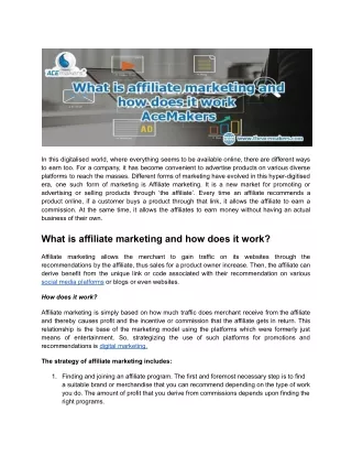 What is affiliate marketing and how does it work_ – AceMakers