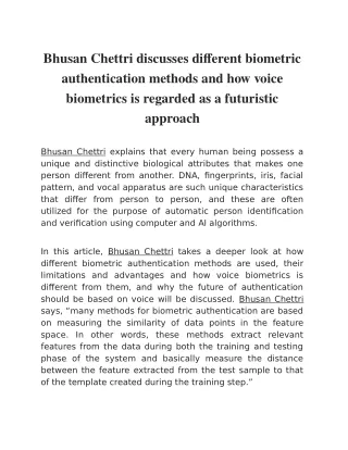 Different types of Biometric authentication