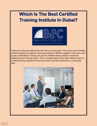 Which Is The Best Certified Training Institute In Dubai