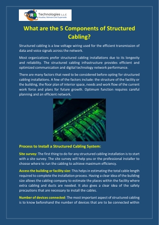 what are the 5 components of structured cabling