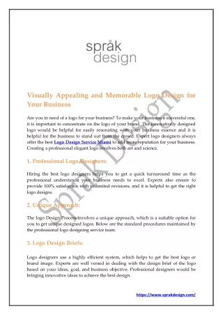 visually appealing and memorable logo design