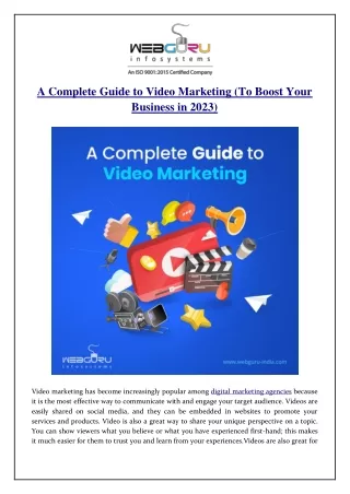 a complete guide to video marketing to boost your