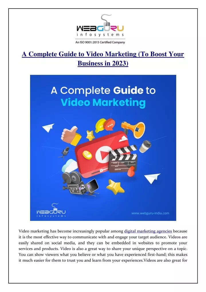 a complete guide to video marketing to boost your