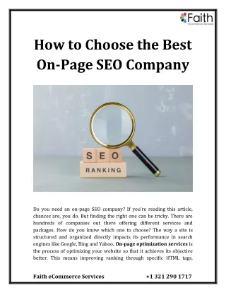 how to choose the best on page seo company