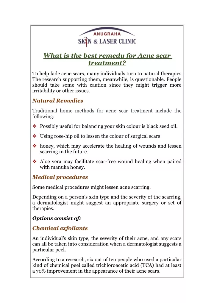 what is the best remedy for acne scar treatment