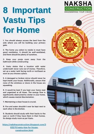 8 Vastu Tips to Follow While Constructing a House