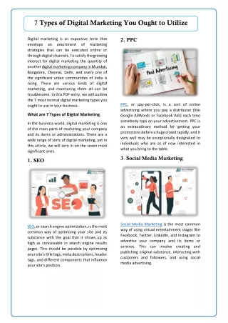 7 types of digital marketing you ought to utilize